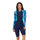 Women's Blue Cerulean Long Sleeve Shorts Swimwear Long Sleeve Swimwear Iconix 