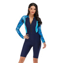 Women's Blue Cerulean Long Sleeve Shorts Swimwear Long Sleeve Swimwear Iconix 