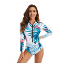 Women's Blue Fronds Long Sleeve Swimwear Long Sleeve Swimwear Iconix 