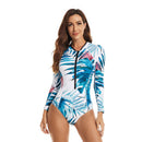 Women's Blue Fronds Long Sleeve Swimwear Long Sleeve Swimwear Iconix 
