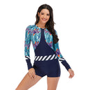 Women's Blue Island Long Sleeve Boxer Swimwear Long Sleeve Swimwear Iconix 