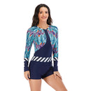 Women's Blue Island Long Sleeve Boxer Swimwear Long Sleeve Swimwear Iconix 