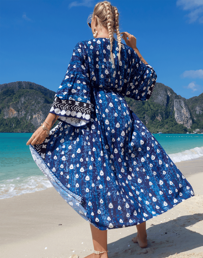 Women's Blue Summer Rain Beach Cover Up Beach Cover Ups Iconix 