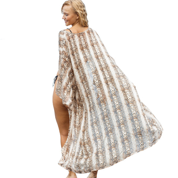 Women's Brown and White Beach Cover-up beach cover-ups Iconix 