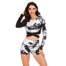 Women's Classic Cubism Long Sleeve Criss-Cross Two-Piece Swimwear Long Sleeve Swimwear Iconix 