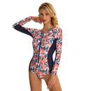 Women's Coral Blue Long Sleeve Zip Swimwear Long Sleeve Swimwear Iconix 
