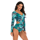 Women's Criss-Cross Blue Long Sleeve Zip Swimwear Long Sleeve Swimwear Iconix 