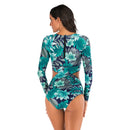 Women's Criss-Cross Blue Long Sleeve Zip Swimwear Long Sleeve Swimwear Iconix 