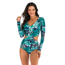 Women's Criss-Cross Blue Long Sleeve Zip Swimwear Long Sleeve Swimwear Iconix 