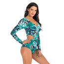 Women's Criss-Cross Blue Long Sleeve Zip Swimwear Long Sleeve Swimwear Iconix 