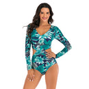 Women's Criss-Cross Blue Long Sleeve Zip Swimwear Long Sleeve Swimwear Iconix 