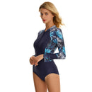 Women's Deep Blue Blends Long Sleeve Zip Swimwear Long Sleeve Swimwear Iconix 