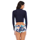 Women's Floral Island Long Sleeve Crop Two-Piece Bikini Long Sleeve Swimwear Iconix 