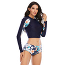 Women's Floral Island Long Sleeve Crop Two-Piece Bikini Long Sleeve Swimwear Iconix 
