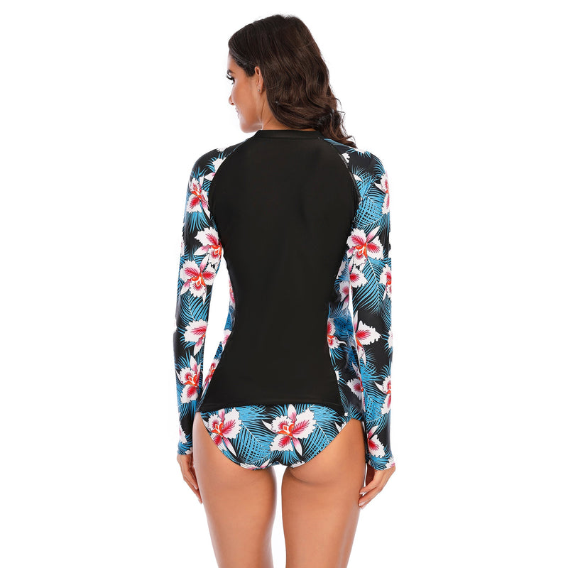Women's Floral Island Long Sleeve Two-Piece Bikini Long Sleeve Swimwear Iconix 