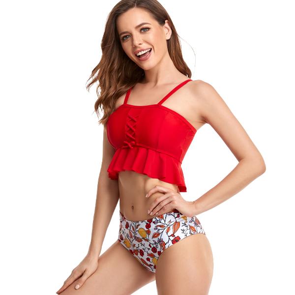 Women's Floral Radical Red Two-piece Bikini Bikini Iconix 