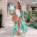 Women's Green and White Fern Beach Cover-up Beach Cover-Up Iconix 