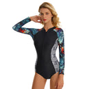 Women's Leafy Blues Long Sleeve Zip Swimwear Long Sleeve Swimwear Iconix 