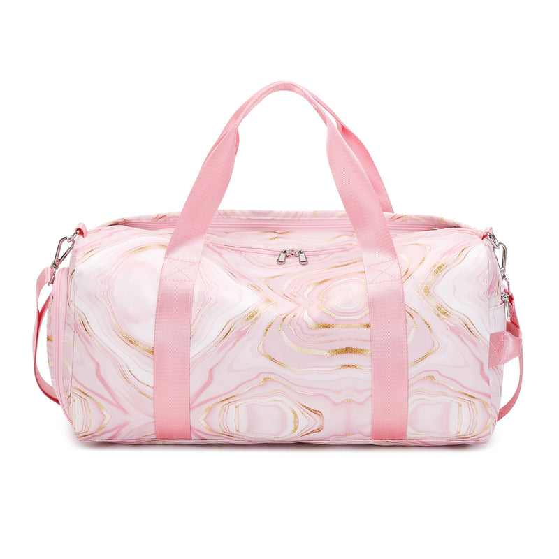Women’s Pink and Gold Marble Wet and Dry Gym Bag Gym Bags Iconix 