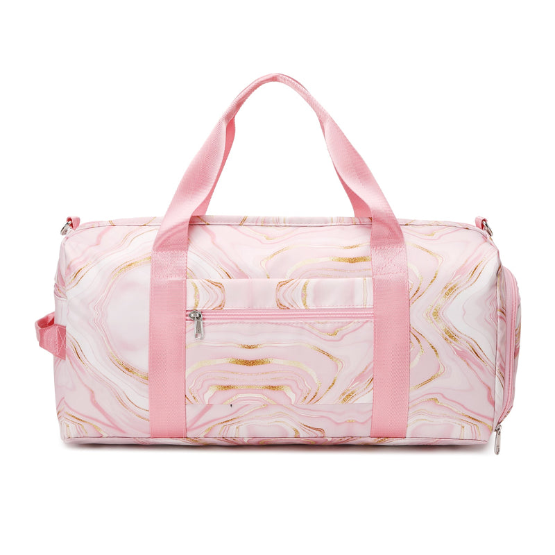 Women’s Pink and Gold Marble Wet and Dry Gym Bag Gym Bags Iconix 