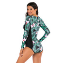Women's Pink Flower Long Sleeve Zip Swimwear Long Sleeve Swimwear Iconix 
