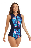 Women's Pink Hibiscus Sleeveless Swimwear Long Sleeve Swimwear Iconix 