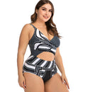 Women's Plus Size Black and White Fusion Swimwear Plus Size Swimwear Iconix 