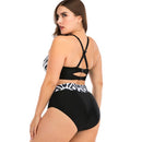 Women's Plus Size Black and White Multi-Print Bikini Plus Size Swimwear Iconix 