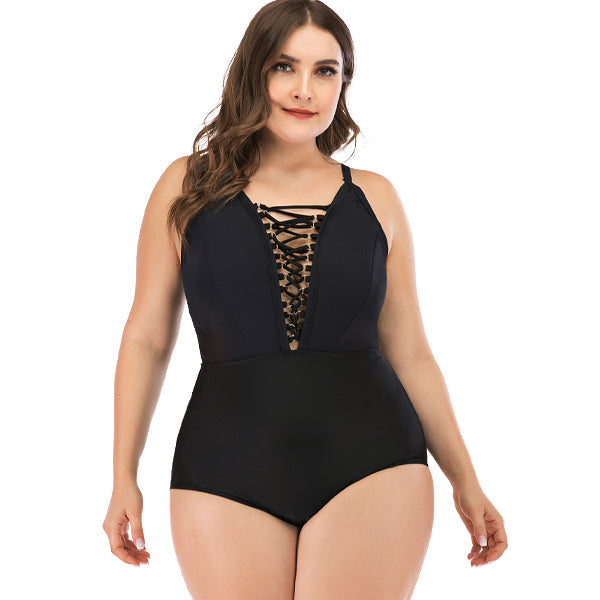 Women's Plus Size Black Crossover Swimwear plus size swimwear Iconix 