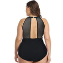 Women's Plus Size Black Mesh One-Piece Swimwear Plus Size Swimwear Iconix 