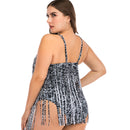 Women's Plus Size Black Static Tassel One-Piece plus size swimwear Iconix 