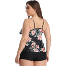Women's Plus Size Black Tropical Frill Boyleg Bikini Plus Size Swimwear Iconix 