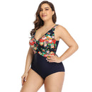 Women's Plus Size Black Tropical One-Piece Swimwear plus size swimwear Iconix 