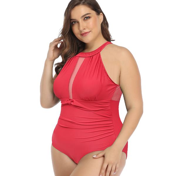 Women's Plus Size Red Mesh Swimsuit Plus Size Swimwear Iconix 