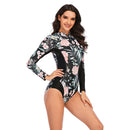 Women's Pretty Petals Long Sleeve Zip Swimwear Long Sleeve Swimwear Iconix 