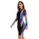 Women's Rainbow Stripe Long Sleeve Shorts Swimwear Long Sleeve Swimwear Iconix 