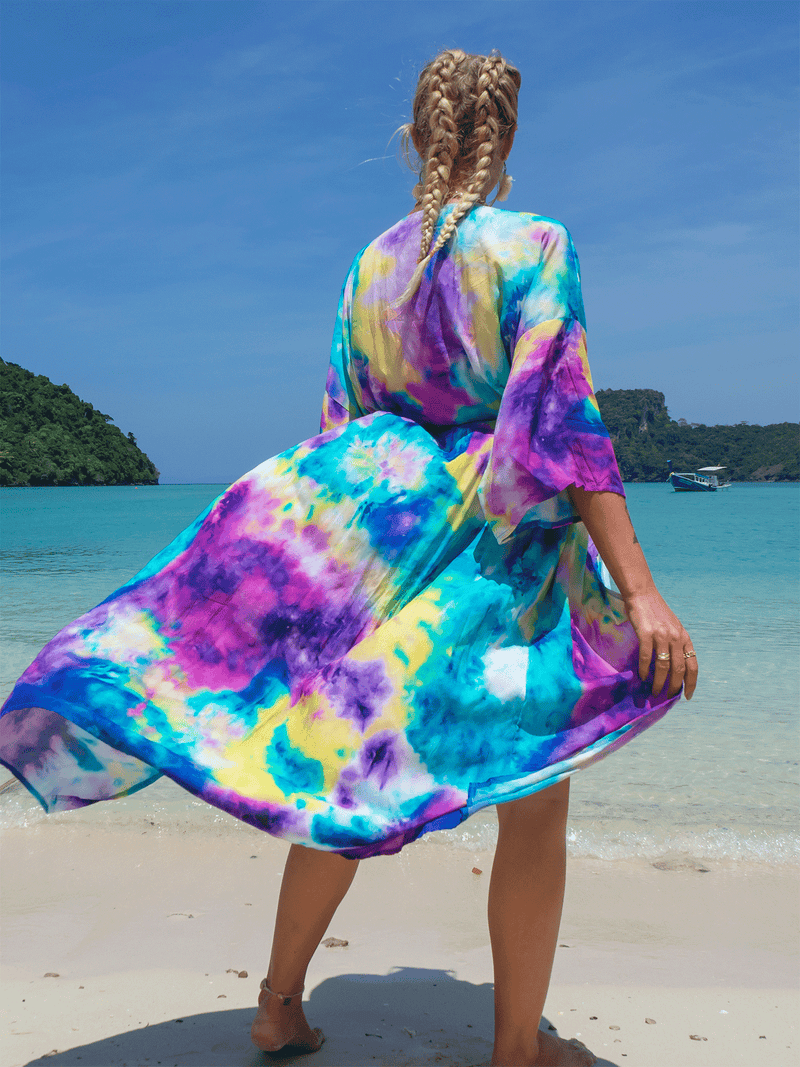 Women's Tie-Dye Rainbow Beach Cover Up Beach Cover Ups Iconix 