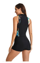 Women's Tropical Flare Sleeveless Boxer Swimwear Long Sleeve Swimwear Iconix 