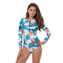 Women's Tropical Leaf Long Sleeve Zip Swimwear Long Sleeve Swimwear Iconix 