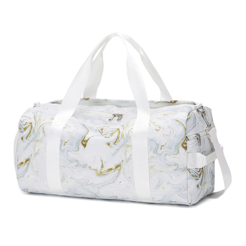 Women’s White and Gold Marble Wet and Dry Gym Bag Gym Bags Iconix 