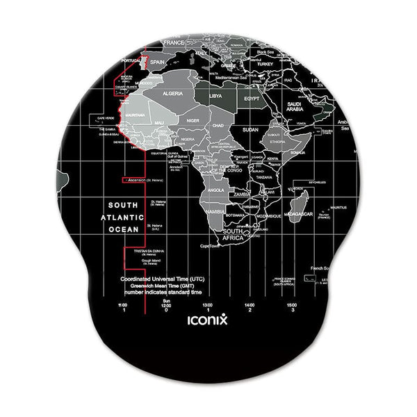 World Wide Map Mouse Pad with Gel Wrist Guard Support Mouse Pads Iconix 